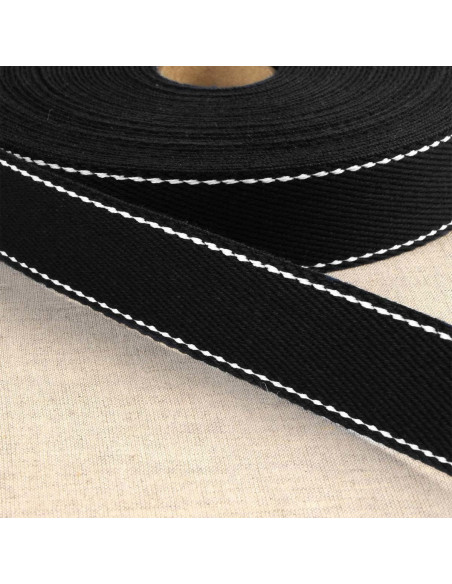 Katoenen riem met zadelsteek - Zwart