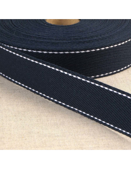 Katoenen riem met zadelsteek - Marineblauw