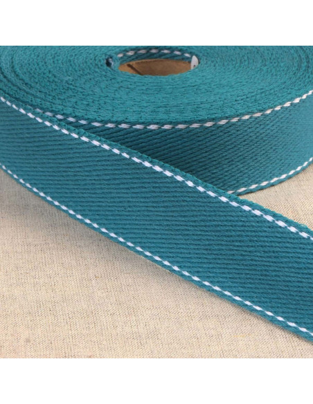 Katoenen riem met zadelsteek - Eendblauw