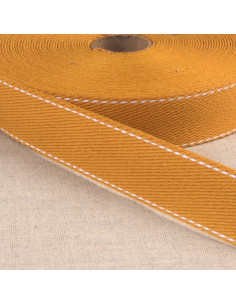 Katoenen riem met zadelsteek - Mosterdkleurig