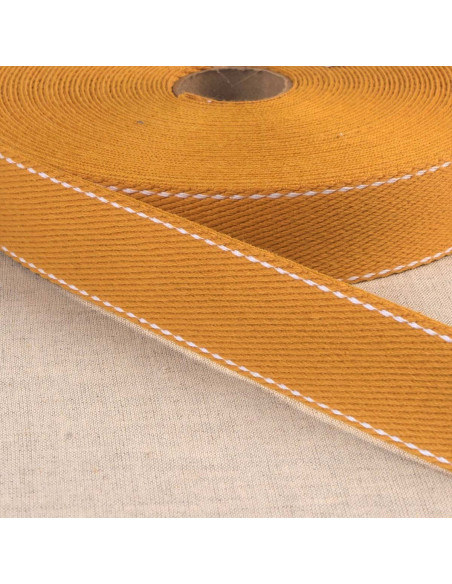 Katoenen riem met zadelsteek - Mosterdkleurig