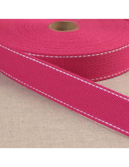Katoenen riem met zadelsteek - Fuchsia
