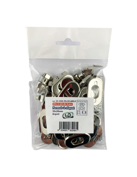 Set van 20 ovale draaisluitingen 35 x 20 mm - Zilver
