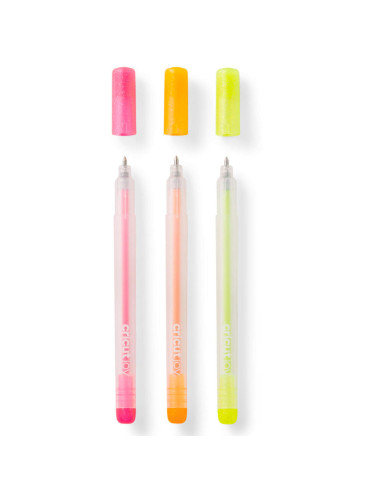 Roze, oranje en gele glitter gelpennen Cricut Joy
