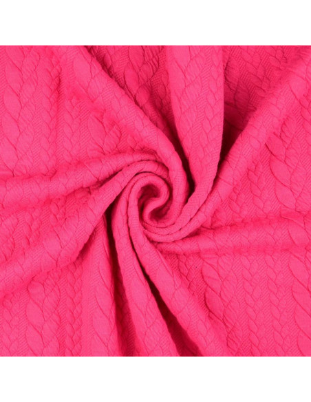 Gevlochten sweatstof - Fuchsia