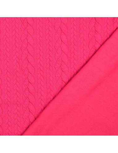 Gevlochten sweatstof - Fuchsia