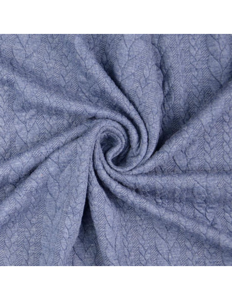 Gevlochten sweatstof - Denim