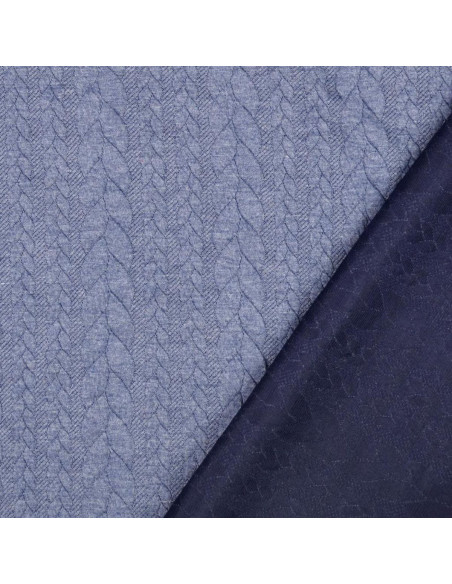 Gevlochten sweatstof - Denim