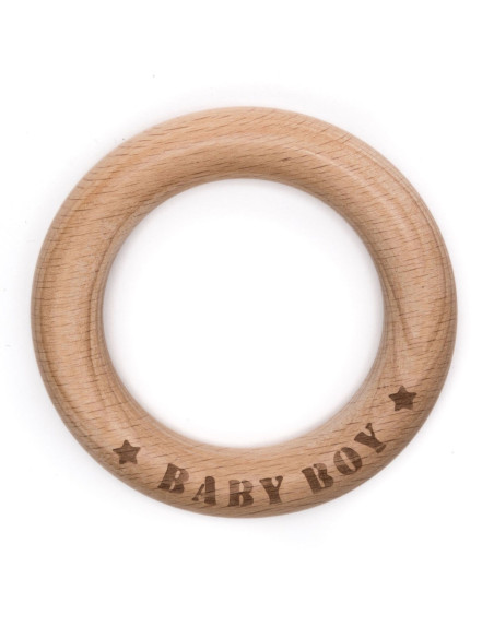 Houten bijtring 70 mm - Babyjongen