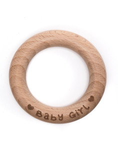 Houten bijtring 70 mm - Baby Meisje