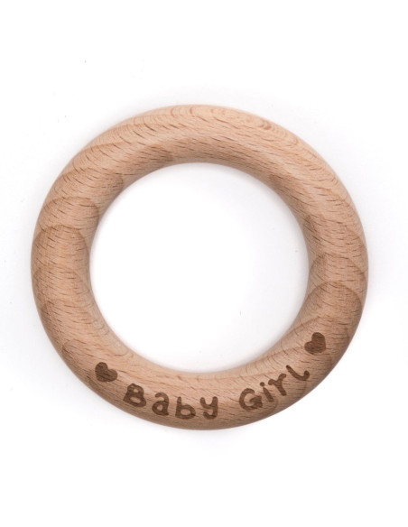 Houten bijtring 70 mm - Baby Meisje