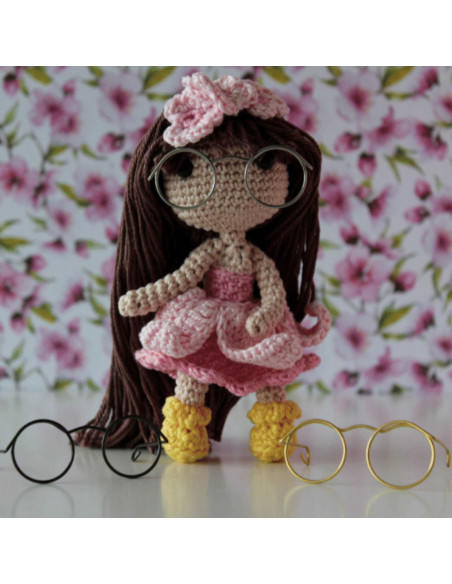 Set van 5 paar brillen voor amigurumi 35 mm - Zilver
