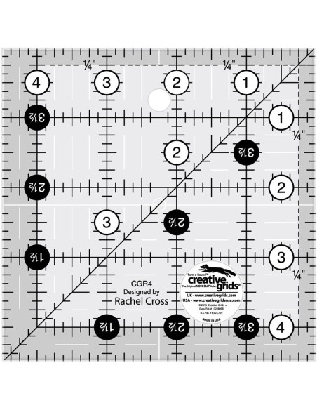 Vierkante quiltliniaal 4.5" x 4.5" Creative Grids
