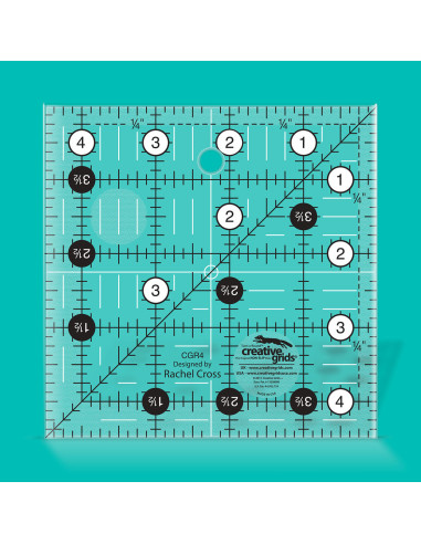 Vierkante quiltliniaal 4.5" x 4.5" Creative Grids
