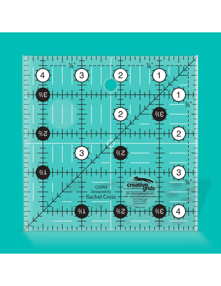 Vierkante quiltliniaal 4.5" x 4.5" Creative Grids