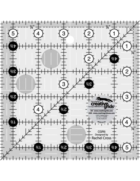 Quiltliniaal vierkant 5.5" x 5.5" Creative Grids