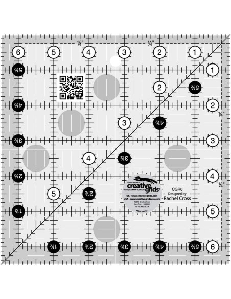 Quiltliniaal vierkant 6,5" x 6,5" Creative Grids