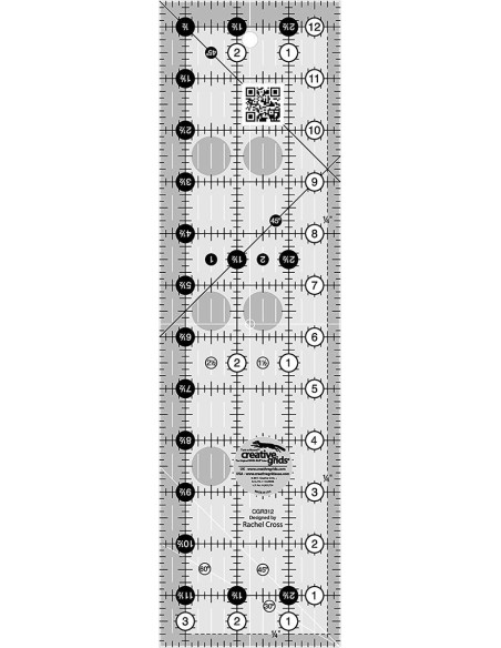 Rechthoekige quiltliniaal 3,5" x 12,5" Creative Grids