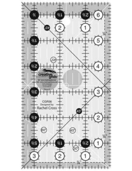 Rechthoekige quiltliniaal 3.5" x 6.5" Creative Grids