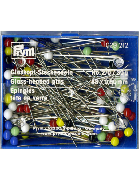 Doos van 30 gram extra lange glaskopspelden assorti Prym