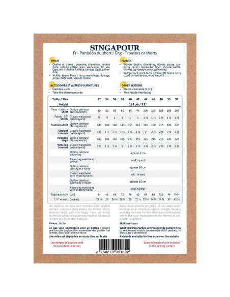 Broek- en shortpatroon Singapore - Ikatee