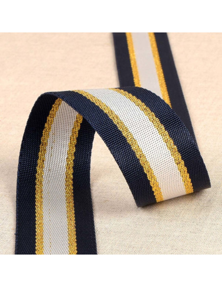 Lurex schouderriem - Marineblauw en goud