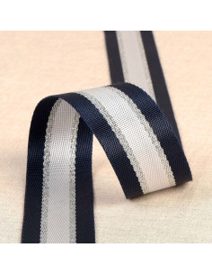 Lurex schouderriem - Marineblauw en zilver