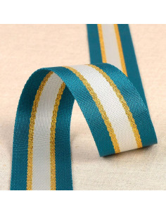 Lurex schouderriem - Eendblauw en goud