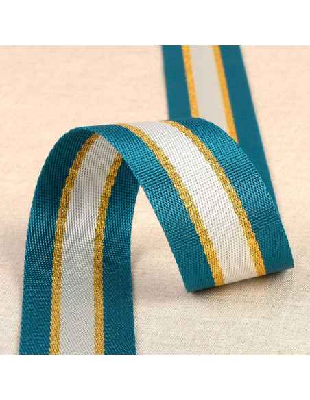 Lurex schouderriem - Eendblauw en goud