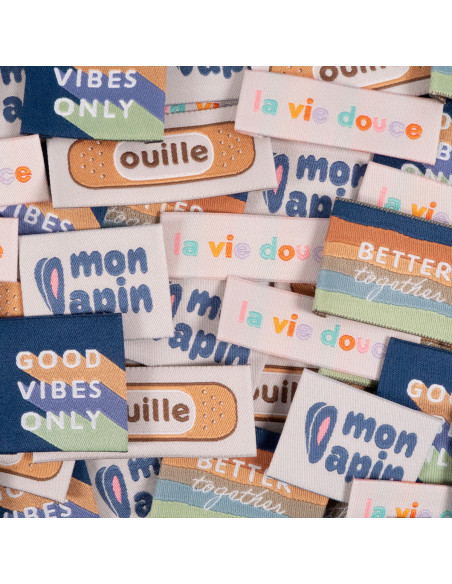 Set van 5 geweven labels - Vriendelijke assorti