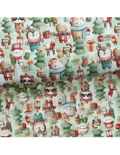 Premium katoenen stof - Dieren en cadeaus