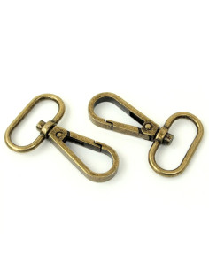 Set van 2 metalen karabijnhaken - Antiek 25 mm