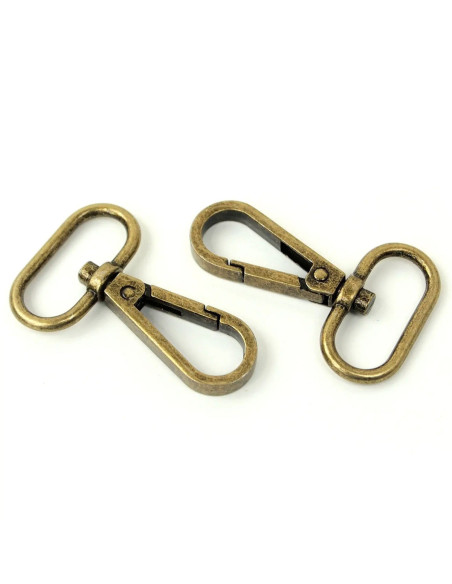 Set van 2 metalen karabijnhaken - Antiek 25 mm