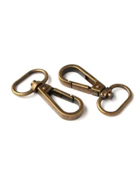 Set van 2 metalen karabijnhaken - Antiek 19 mm