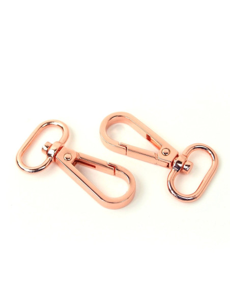 Set van 2 metalen karabijnhaken - Roségoud 19 mm