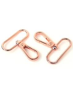 Set van 2 metalen karabijnhaken - Roségoud 38 mm