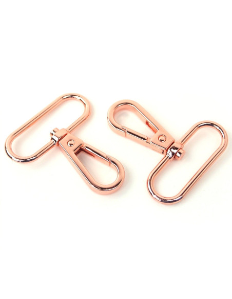 Set van 2 metalen karabijnhaken - Roségoud 38 mm