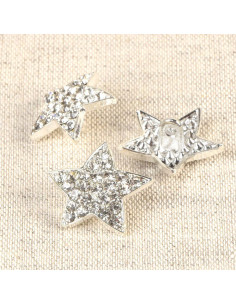 Polaris ster strass knoop - Wit 19 mm
