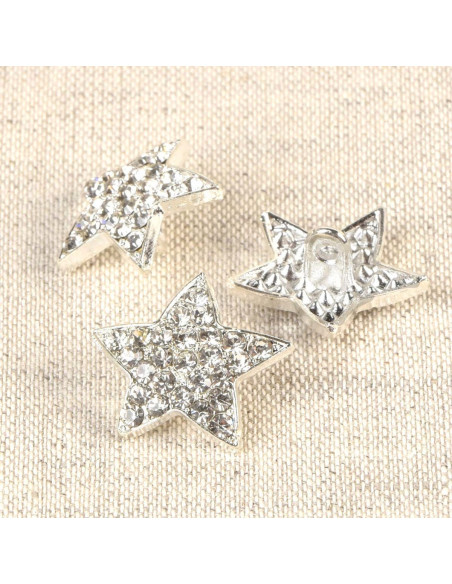 Polaris ster strass knoop - Wit 19 mm