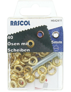 Doos 40 nestelringen 5 mm met plaatsingsgereedschap Rascol - Goud