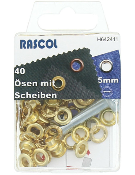 Doos 40 nestelringen 5 mm met plaatsingsgereedschap Rascol - Goud