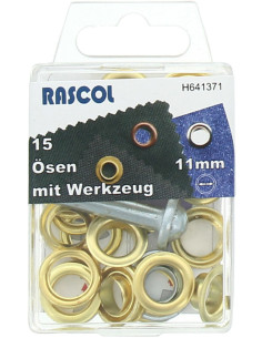 Doos met 15 nestelringen van 11 mm met plaatsingsgereedschap Rascol - Goud