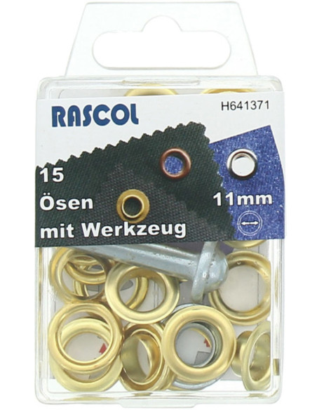 Doos met 15 nestelringen van 11 mm met plaatsingsgereedschap Rascol - Goud