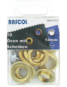 Doos 10 nestelringen 14 mm met plaatsingsgereedschap Rascol - Goud