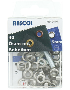 Doos 40 nestelringen 5 mm met plaatsingsgereedschap Rascol - Zilver