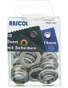 Doos 10 nestelringen 14 mm met plaatsingsgereedschap Rascol - Zilver