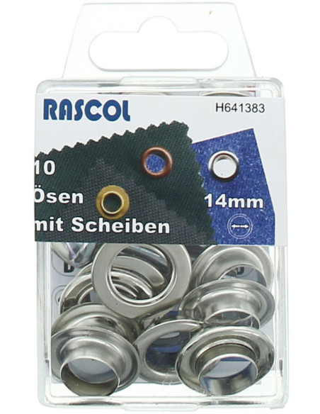 Doos 10 nestelringen 14 mm met plaatsingsgereedschap Rascol - Zilver