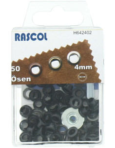 Doos 50 nestelringen 4 mm met plaatsingsgereedschap Rascol - Zwart
