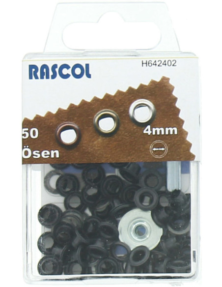 Doos 50 nestelringen 4 mm met plaatsingsgereedschap Rascol - Zwart