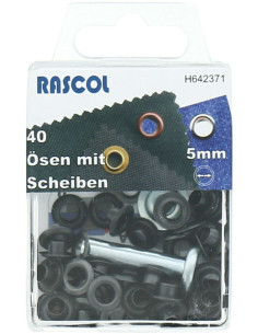 Doos 40 nestelringen 5 mm met plaatsingsgereedschap Rascol - Zwart